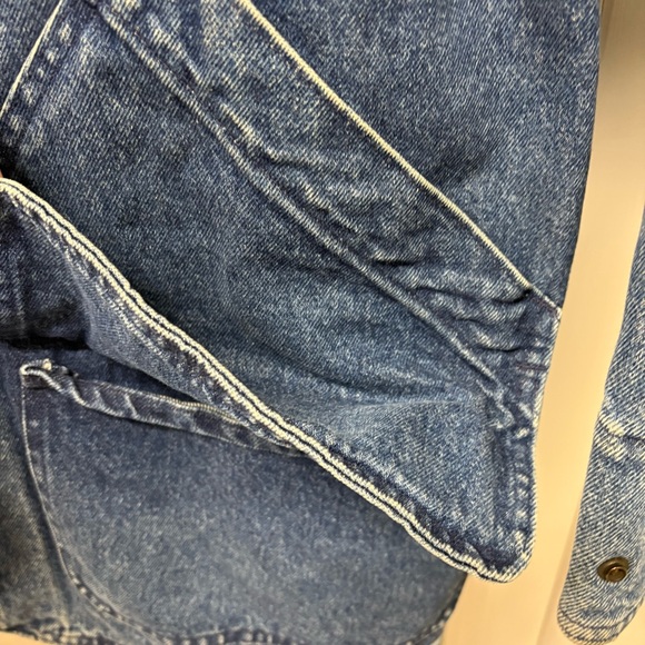 Vintage 80s Woolrich Denim Blanket Lined Barn Coat Chore Jacket Women Medium USA - Picture 7 of 9